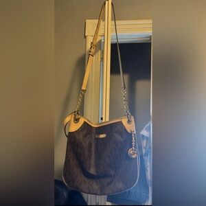 Michael Kors Black and Tan Shoulder Bag